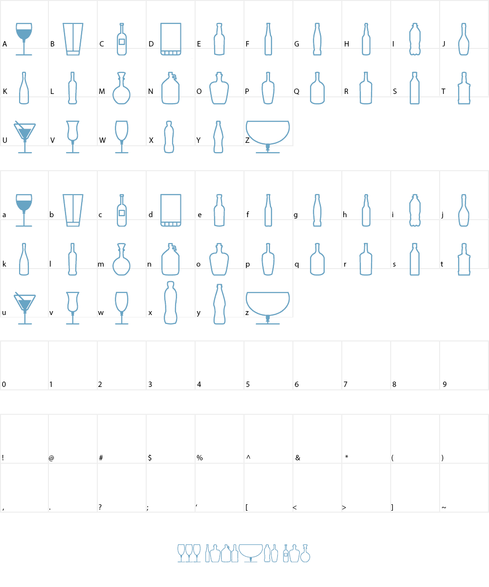 Glass and bottles St Font Character